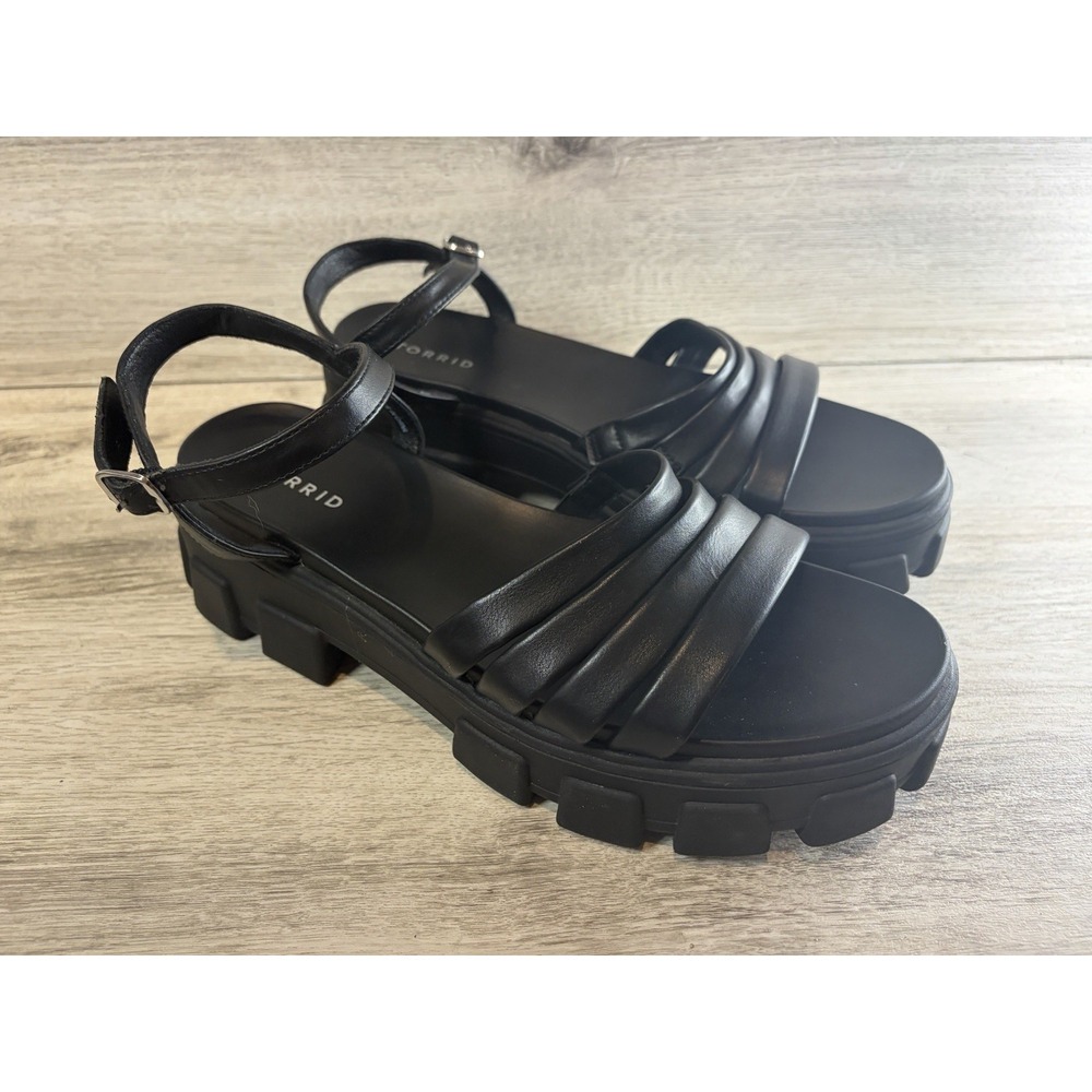 Torrid Women's Multi Band Heeled Sandal (WW) Size 10.5WW Black Summer